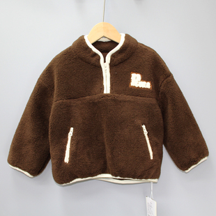 R-TF家100-120秋冬童装品牌折扣/儿童套头双层毛毛卫衣33512咖