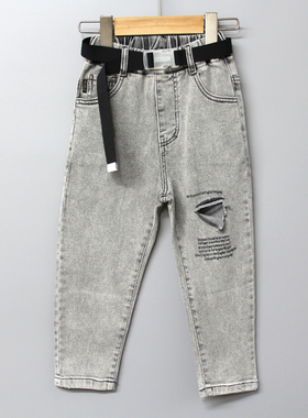 S欧系列100-140春秋 品牌童装折扣/儿童纯棉休闲牛仔长裤64138灰