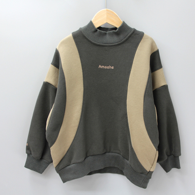 RY阿MuA和110-140秋冬 品牌童装折扣/童中厚拉绒套头卫衣23317灰