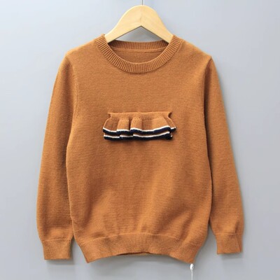 L玛系列110/140秋冬Ⅲ童装品牌折扣/儿童休闲毛衫毛衣33164焦糖色