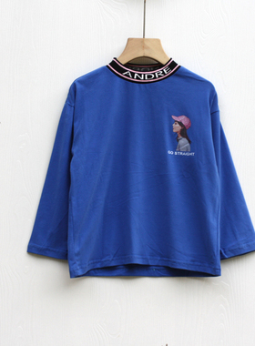 欧系列110春装 品牌童装折扣/儿童纯棉长袖套头卫衣67045兰