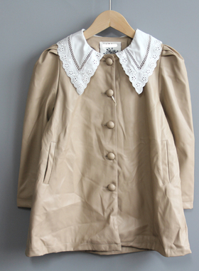 安系列120-150秋冬品牌童装折扣/童夹棉中长款皮衣外套05651咖