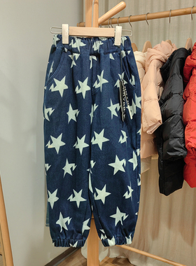 KS言yan家130-170秋冬品牌童装折扣中大童加绒休闲牛仔裤25173蓝