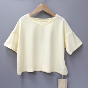 儿童纯棉短袖 R橘ji家100 折扣 品牌童装 休闲T恤80093杏 110夏装