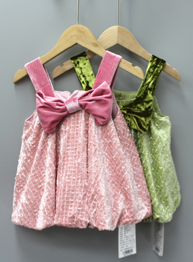 Y榛guo酱90-130春秋 品牌童装折扣/儿童休闲蝴蝶结上衣36280二色