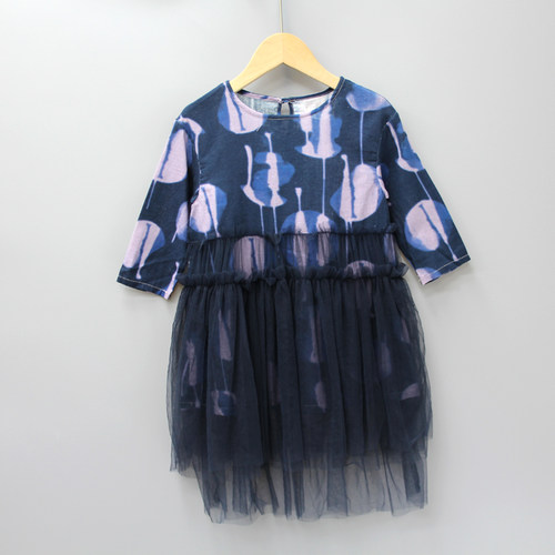 S品.换标100-150夏装 品牌童装折扣/童短袖棉连衣裙1080F深兰