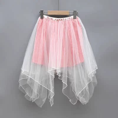 T拉系列140夏装 品牌童装折扣/女童棉里纱裙半身短裙15109红