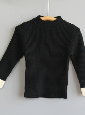 T芙系列90/120春秋Ⅱ品牌童装折扣/儿童休闲套头打底毛衣71072黑