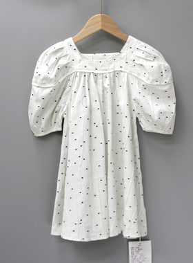 R布rui欧110-140夏品牌童装折扣/女童短袖人棉漂亮连衣裙83021白