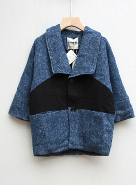 S麦系列120/160秋装 品牌童装折扣/儿童中厚呢大衣外套17092兰