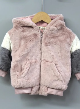 欧系列80秋冬⑦ 品牌童装折扣/儿童中厚绒绒夹克开衫外套35470粉