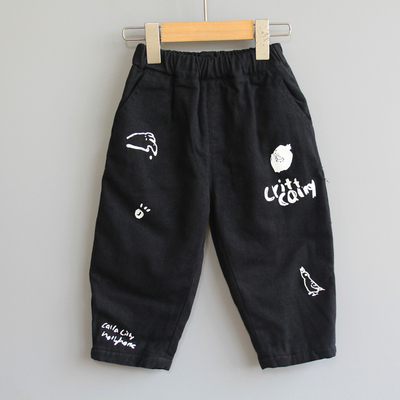 S莫系列80/90秋冬 品牌童装折扣/童休闲夹棉休闲长裤9061黑