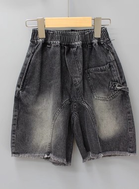 R吾TU家110-130夏 品牌折扣/大童薄款牛仔休闲短裤75315黑