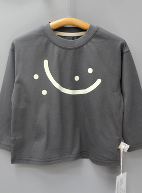 Y榛guo酱90春秋品牌童装折扣/儿童柔软薄款长袖T恤衫36351灰