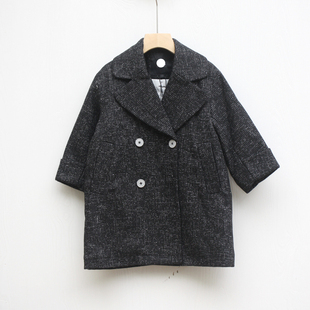 折扣 品牌童装 儿童中厚呢料大衣外套881黑 150秋冬么 TJ个系列110