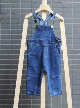 S早系列80-120春装 品牌童装折扣/儿童牛仔休闲背带长裤66821深兰
