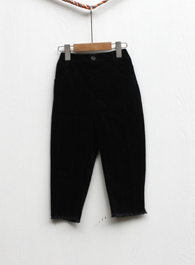 又系列110-160秋装 品牌童装折扣/儿童休闲灯芯绒长裤18502黑