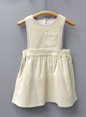 G-古li家80-120春秋 品牌童装折扣/儿童休闲无袖连衣裙11091杏