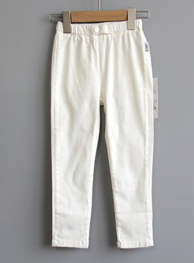 L朴系列110春秋装 品牌童装折扣/儿童棉休闲修身长裤23071白