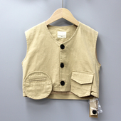 Y多系列90 小童休闲纯棉背心马甲030卡其 折扣 100春秋 品牌童装