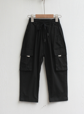 T衣ch家110-140春装Ⅱ 品牌折扣童装/童工装纯棉休闲长裤91285黑