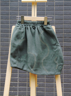 S吾系列130/150秋装 品牌童装折扣/童绒面双层中厚半身裙01853绿