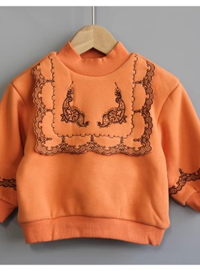 T芙系列80-110秋冬Ⅱ品牌童装折扣/儿童加绒中厚打底衣衫73136桔