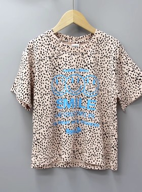 L木系列110夏装 品牌折扣童装/儿童纯棉休闲短袖T恤07216粉