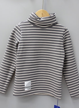 J安系列110秋冬 品牌童装折扣/休闲上衣加厚打底衫17944黑灰