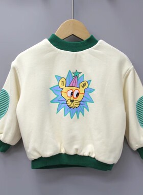 GD安系列80秋冬 童装品牌折扣/童休闲加绒卫衣上衣18261白