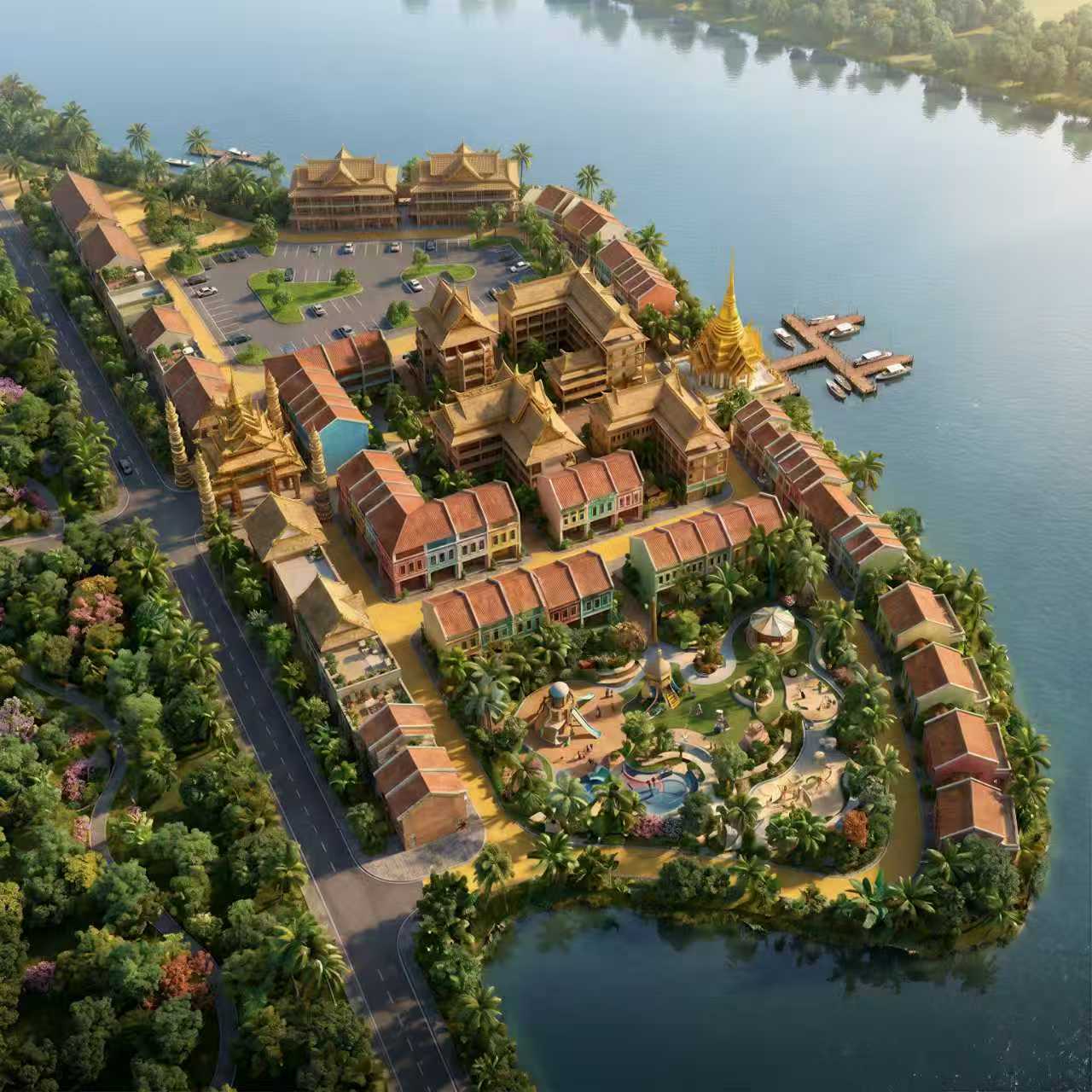 3D效果图制作建筑景观别墅室外鸟瞰图设计规划汇报方案文本定制