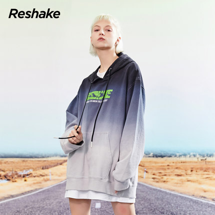 reshake华菲型格潮牌2020春新款字母印花渐变套头卫衣