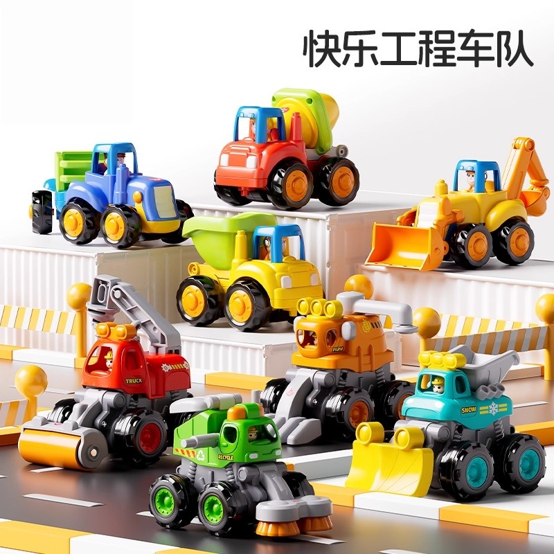 日本进口MUJIE玩具工程车队男孩小汽车挖掘机玩具推土机惯性特技