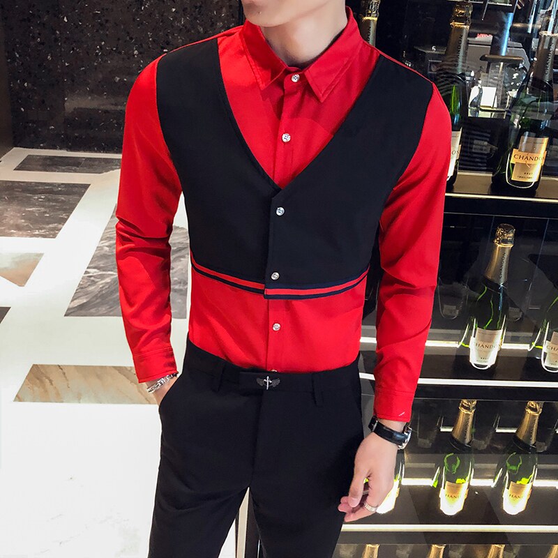 夜场男装少爷服衬衫男士马甲衬衣假两件套装理发店酒吧KTV工作服在类目 男装, 衬衫中 - 来自Buy2taobao.com提供专业的淘宝代购服务