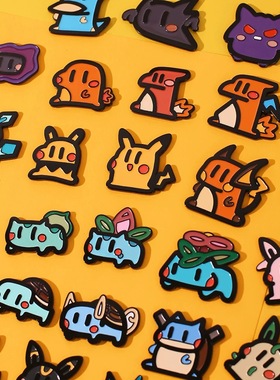 宝可梦金属皮卡丘仙子伊布徽章磁吸冰箱贴盲袋盲盒胸针