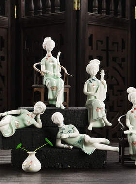 旗袍玄关禅意风人物德化白瓷