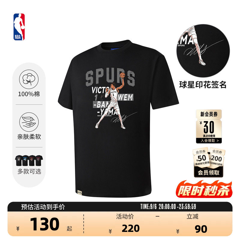 NBA官方纯棉透气运动短袖T恤图片