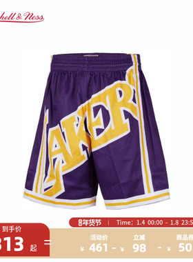 NBAMitchell&Ness NBA官方湖人队BigFace男网眼裤运动短裤球裤