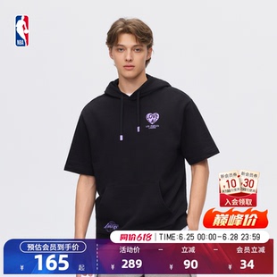 NBA官方夏季勇士湖人26夏季休闲通勤百搭连帽短袖连帽卫衣男女