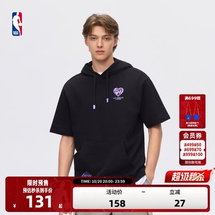 NBA官方夏季勇士湖人26夏季休闲通勤百搭连帽短袖连帽卫衣男女
