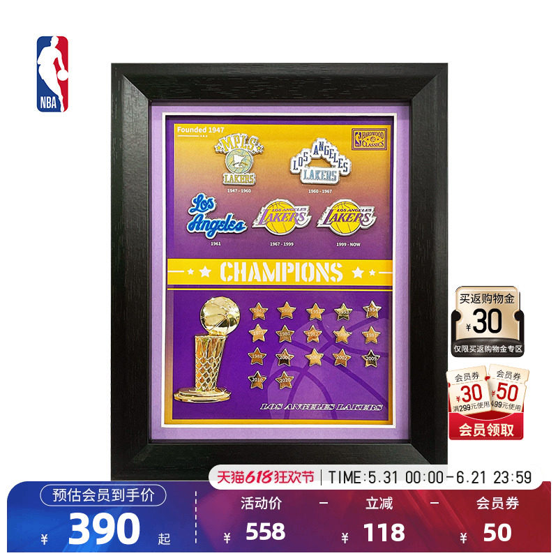 【出游装备】NBA官方正品湖人勇士夺冠纪念收藏徽章套装周边
