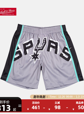 Mitchell&NessNBA官方复古球裤Big Face2.0系列马刺队运动短裤