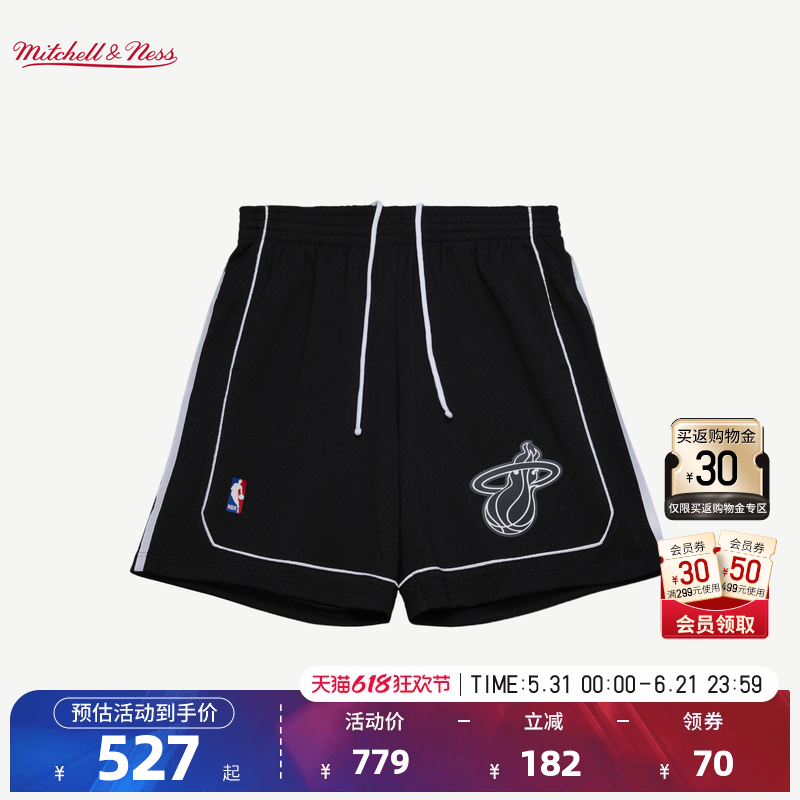 NBA官方MN迈阿密热火11-12赛季美式复古速干球迷版篮球短裤男女