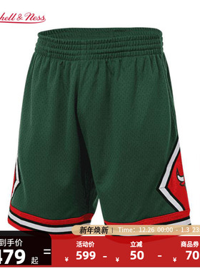 mitchell&nessNBA官方芝加哥公牛复古运动休闲SW正版球裤男子