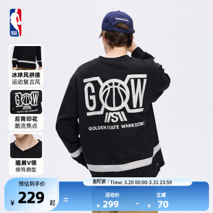 拼接复古运动休闲男生春季 NBA官方正品 新款 詹姆斯春季 卫衣 库里