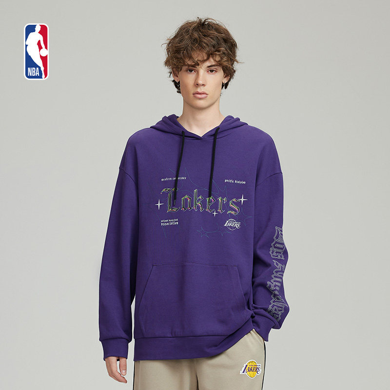 NBA官方湖人/勇士队哥特球场系列中性宽松版连帽卫衣