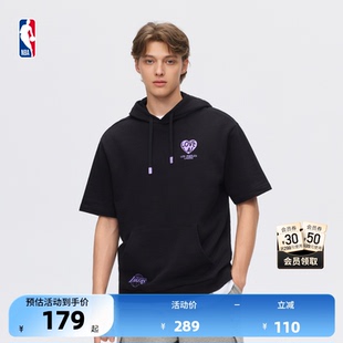 NBA官方夏季勇士湖人26夏季休闲通勤百搭连帽短袖连帽卫衣男女