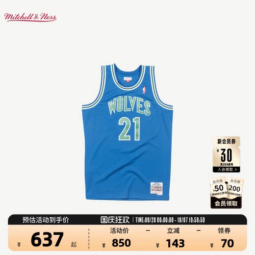NBA官方森林狼95-96赛季SW球衣MN