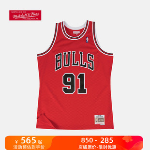 1997 复古球衣SW Mitchellness 公牛队 罗德曼 红色客场NBA 98赛季