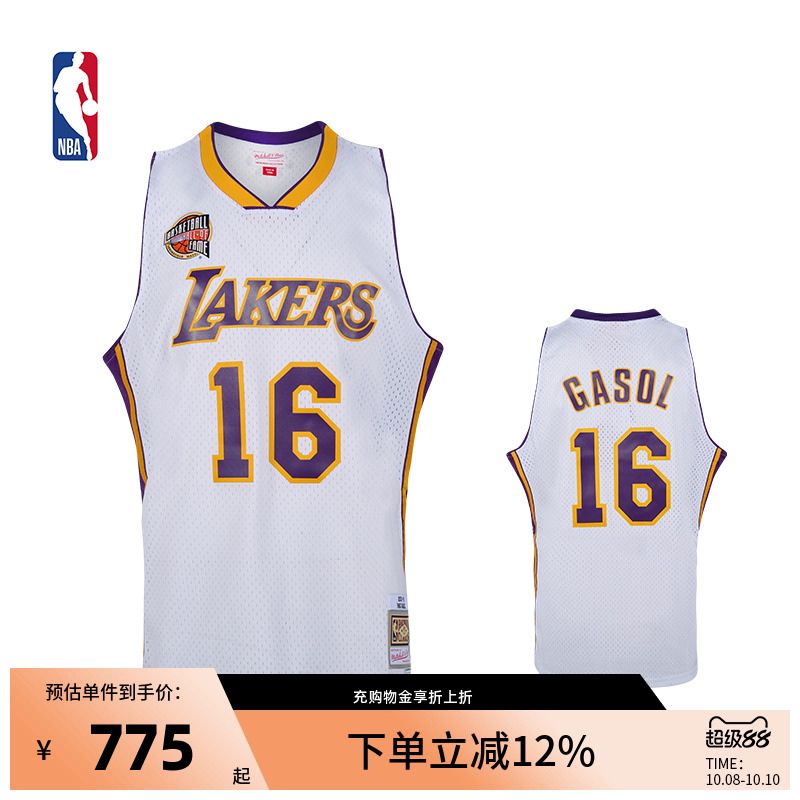 NBA官方正品MN名人堂男女情侣SW速干球衣湖人队保罗加索尔篮球服